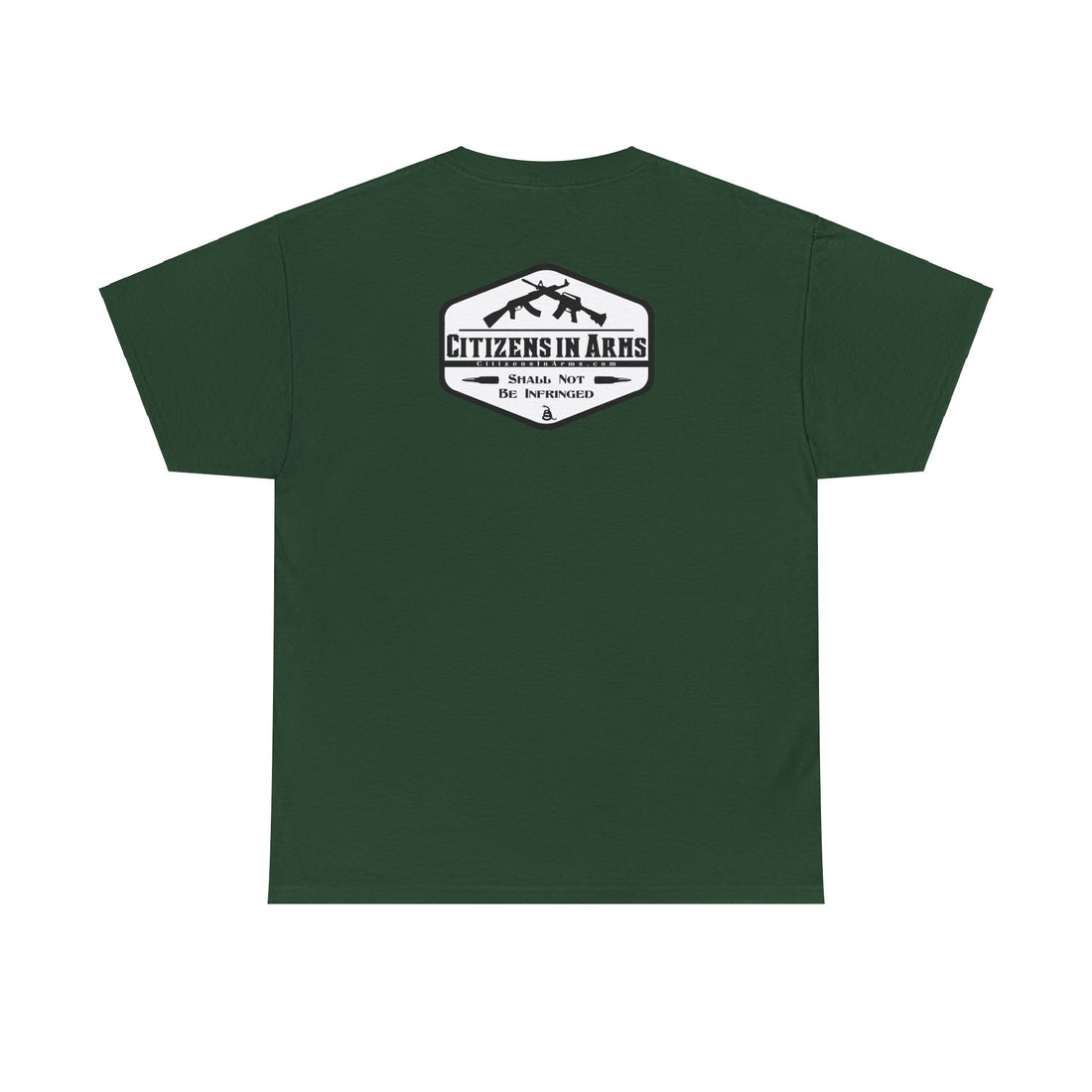 Jefferson quote on front 2 - Citizens in Arms - Unisex Heavy Cotton Tee - "I prefer dangerous freedom to peaceful slavery" - Thomas Jefferson