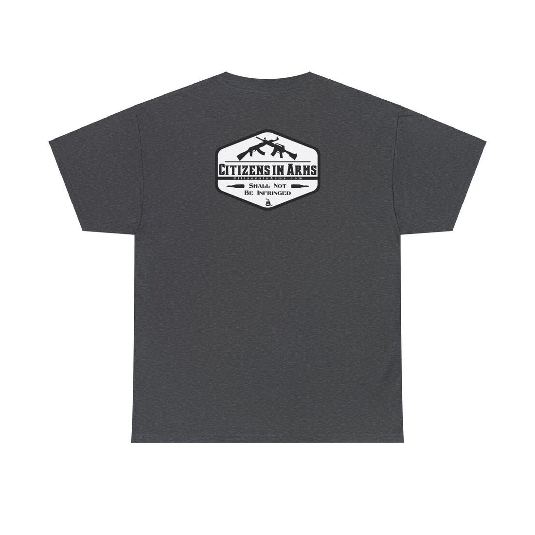 Jefferson quote on front 2 - Citizens in Arms - Unisex Heavy Cotton Tee - "I prefer dangerous freedom to peaceful slavery" - Thomas Jefferson
