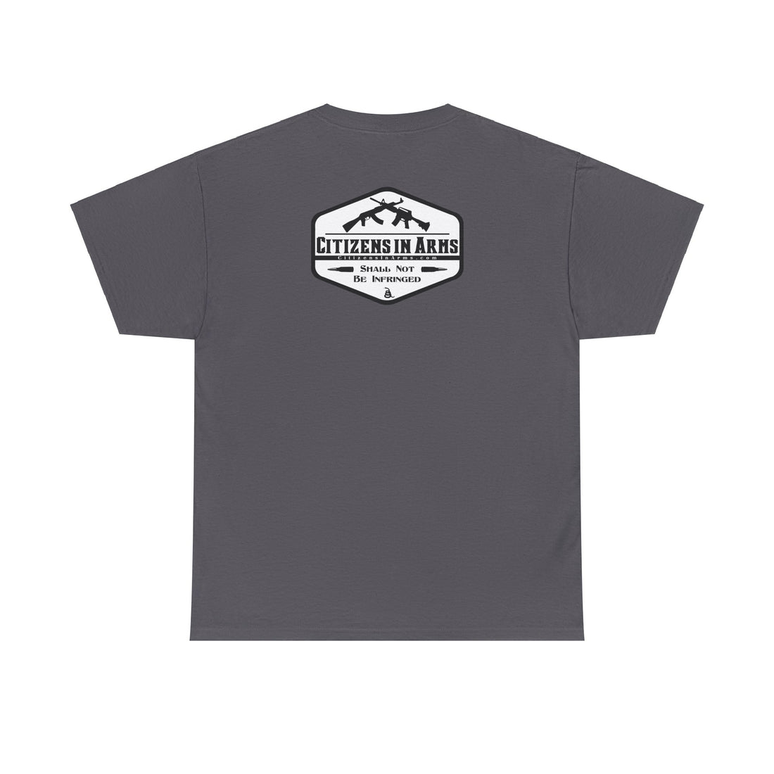 Jefferson quote on front 2 - Citizens in Arms - Unisex Heavy Cotton Tee - "I prefer dangerous freedom to peaceful slavery" - Thomas Jefferson