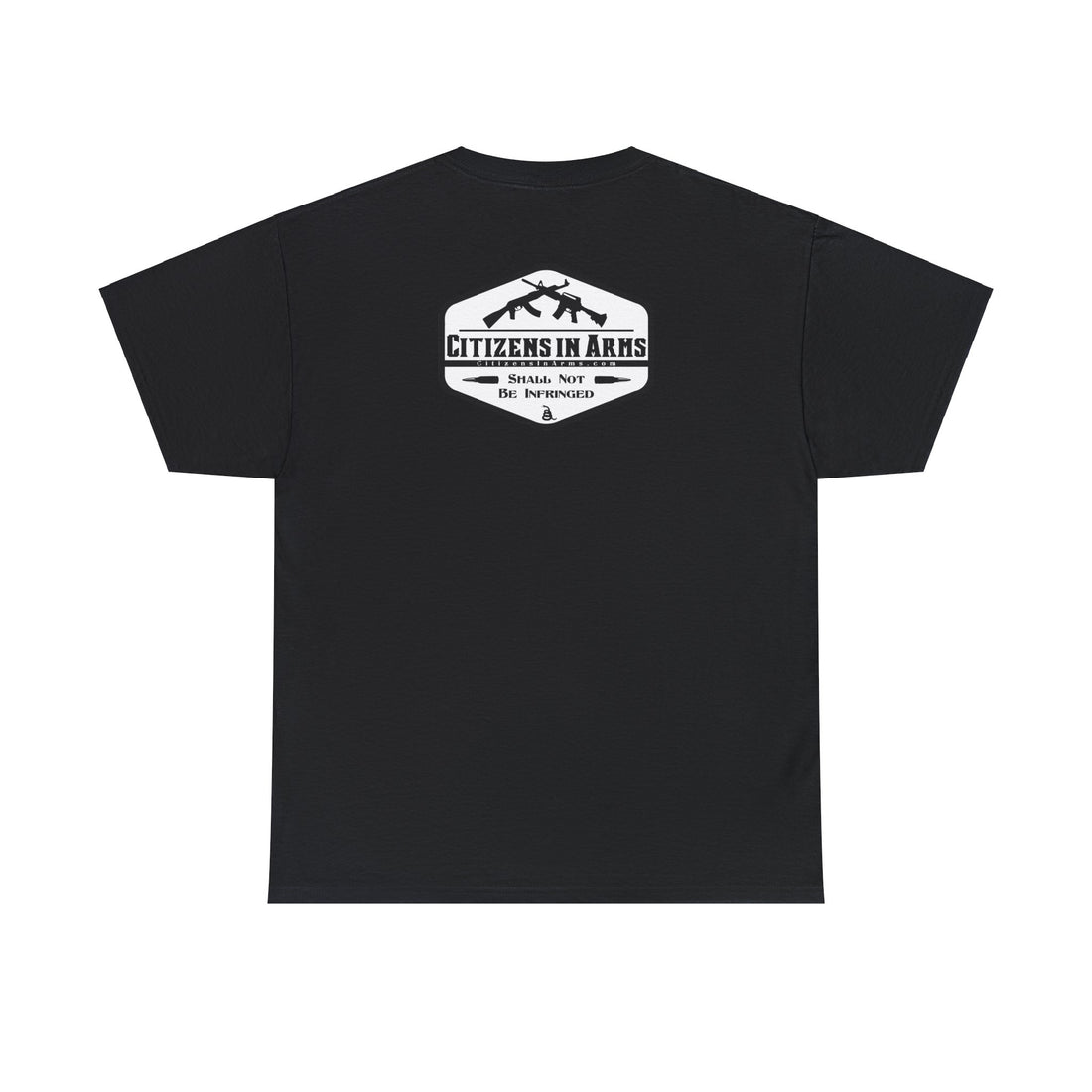 Jefferson quote on front 2 - Citizens in Arms - Unisex Heavy Cotton Tee - "I prefer dangerous freedom to peaceful slavery" - Thomas Jefferson
