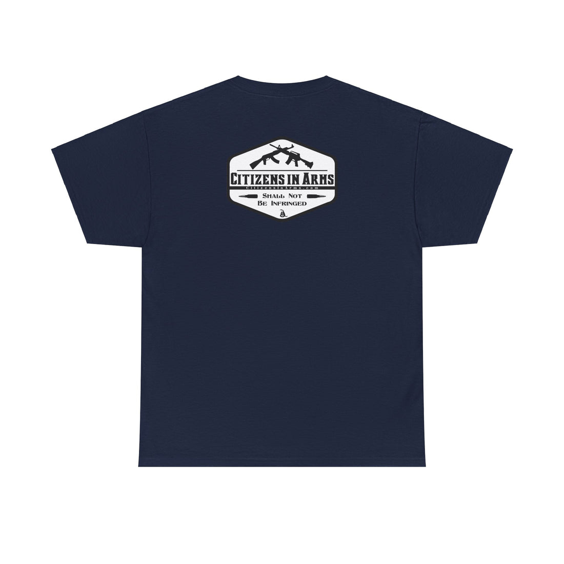 Jefferson quote on front 2 - Citizens in Arms - Unisex Heavy Cotton Tee - "I prefer dangerous freedom to peaceful slavery" - Thomas Jefferson