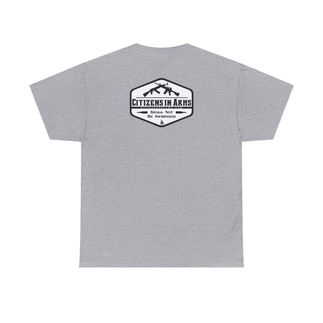 Jefferson quote on front 2 - Citizens in Arms - Unisex Heavy Cotton Tee - "I prefer dangerous freedom to peaceful slavery" - Thomas Jefferson