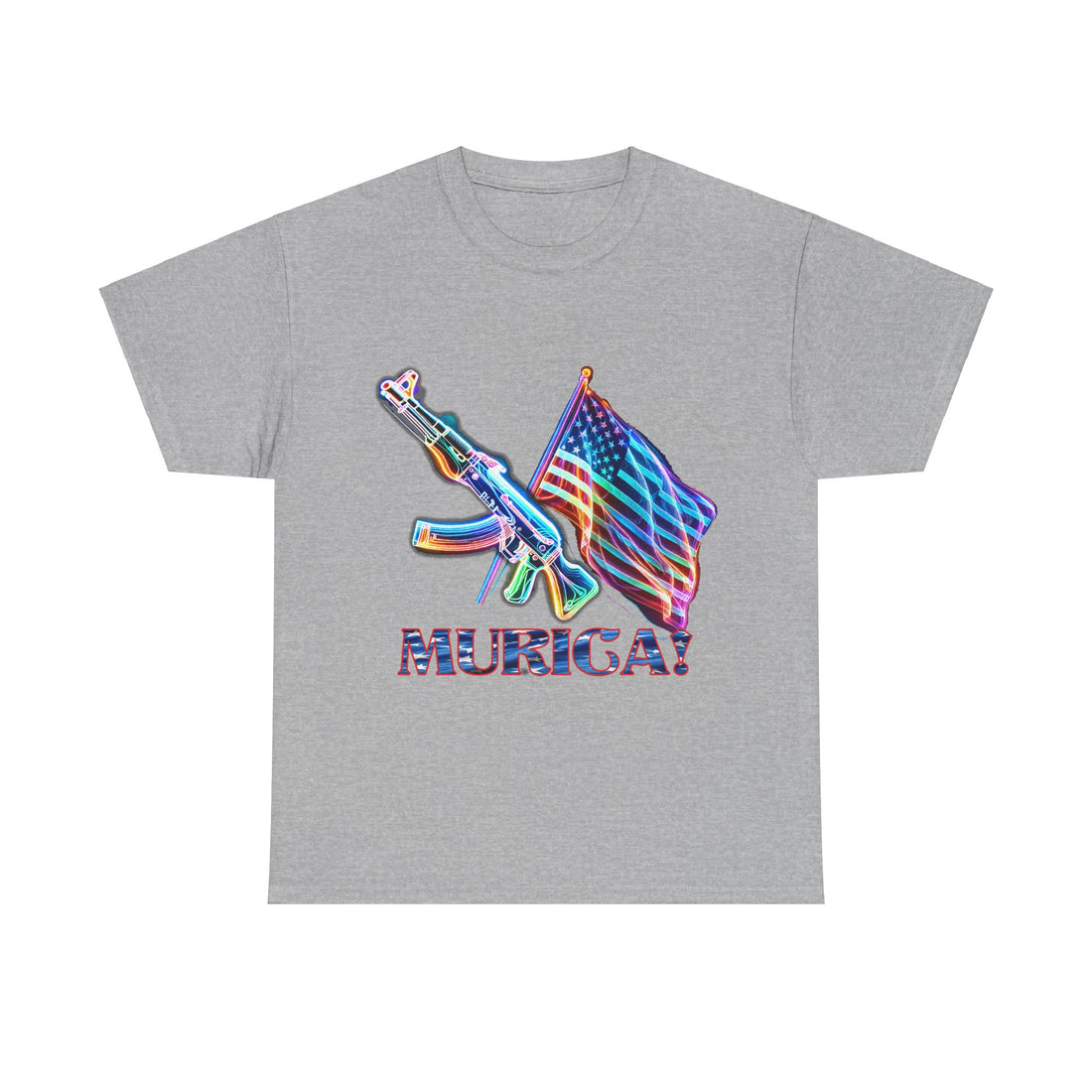 Murica - AK 47 & Flag - Citizens in Arms - Unisex Heavy Cotton Tee -