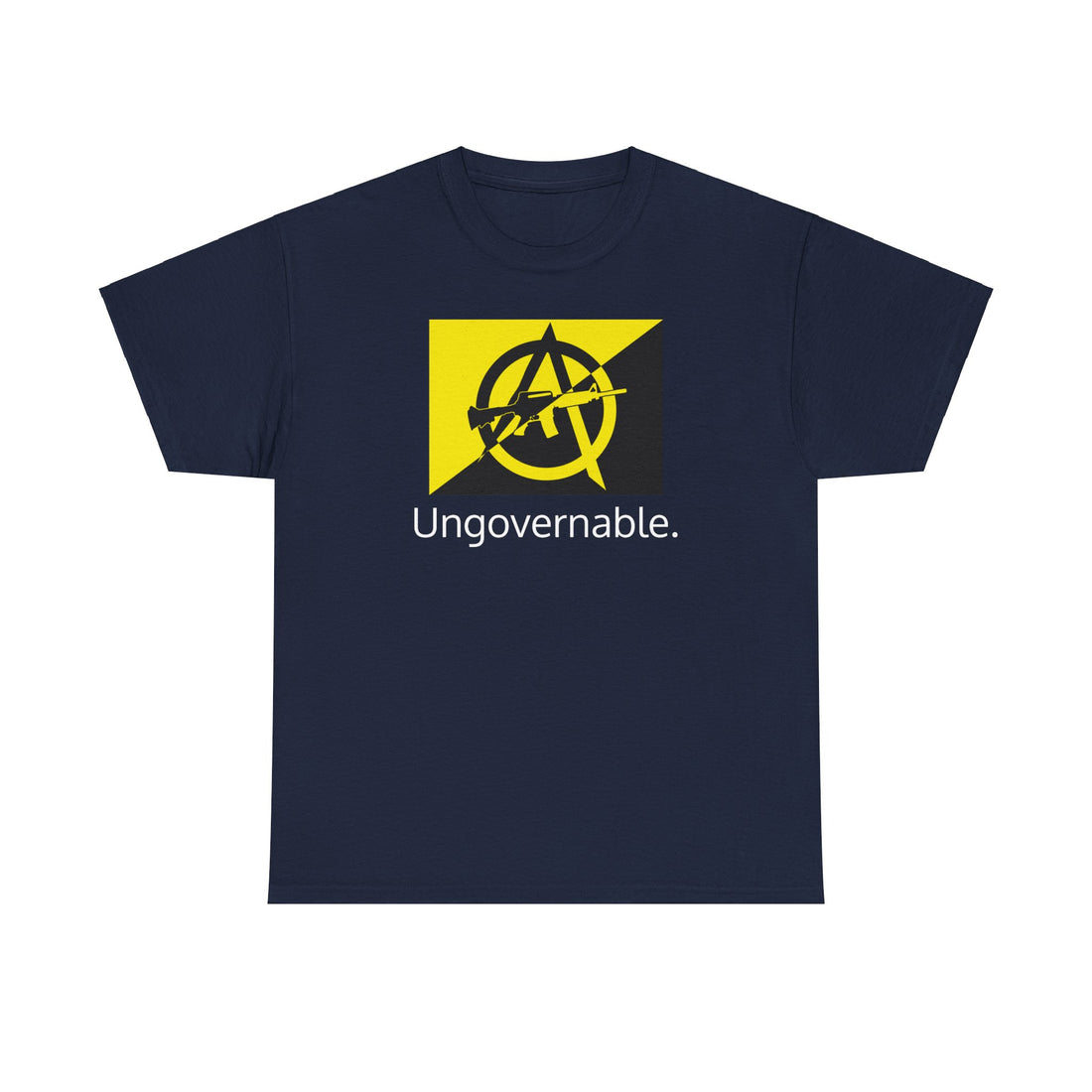 Ungovernable - Anarcho Capitalist Flag with AR - Citizens in Arms - Unisex Heavy Cotton Tee