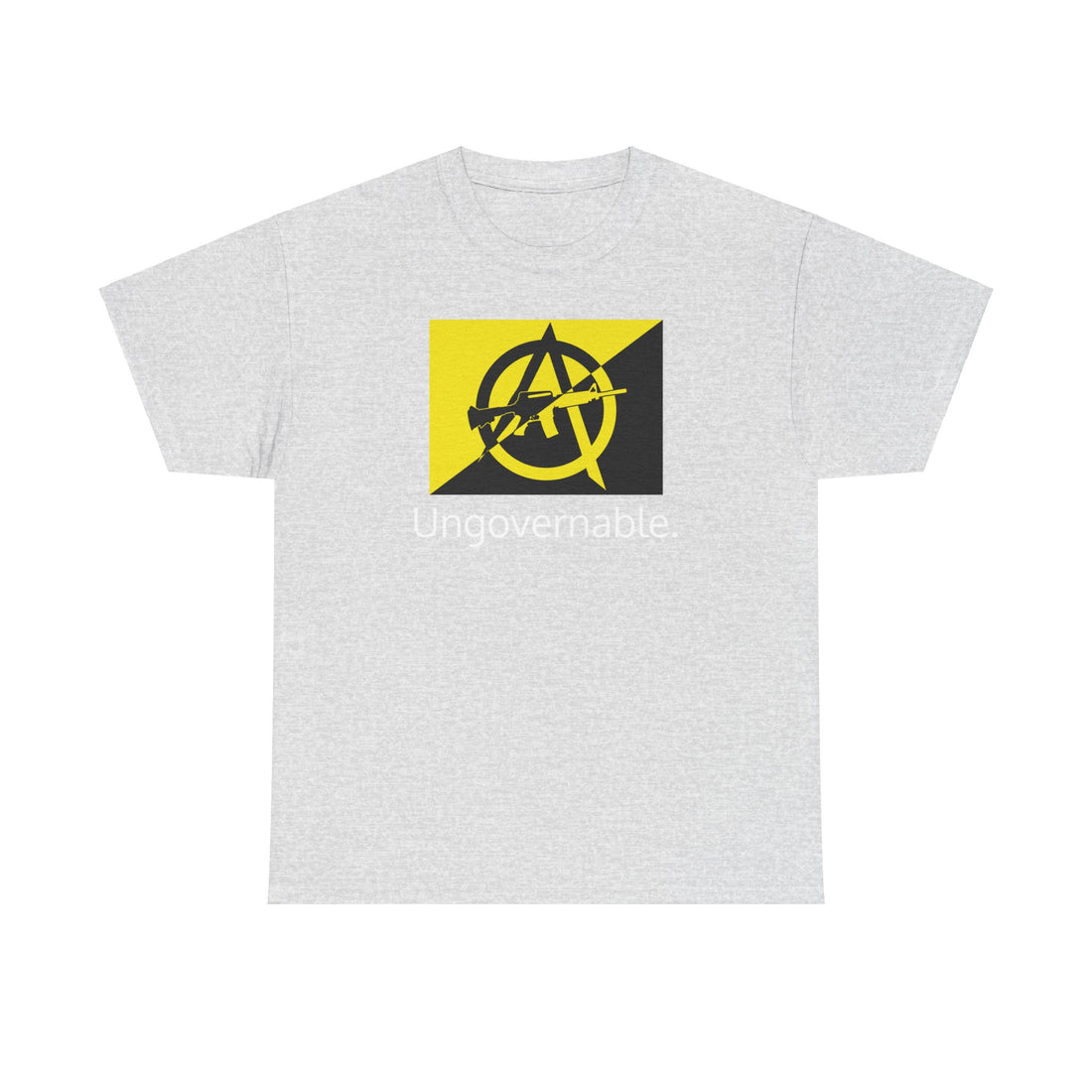 Ungovernable - Anarcho Capitalist Flag with AR - Citizens in Arms - Unisex Heavy Cotton Tee