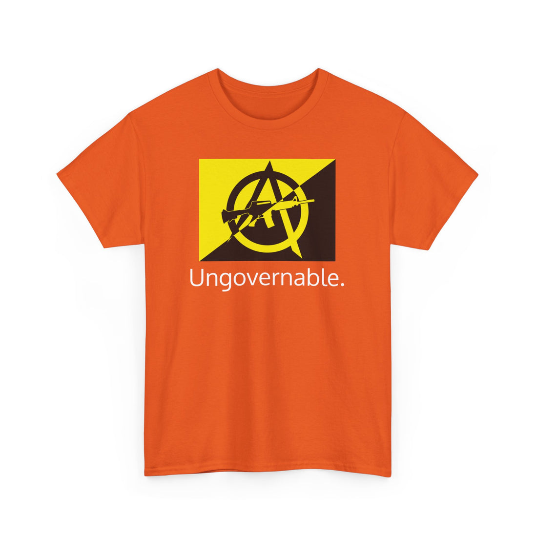 Ungovernable - Anarcho Capitalist Flag with AR - Citizens in Arms - Unisex Heavy Cotton Tee