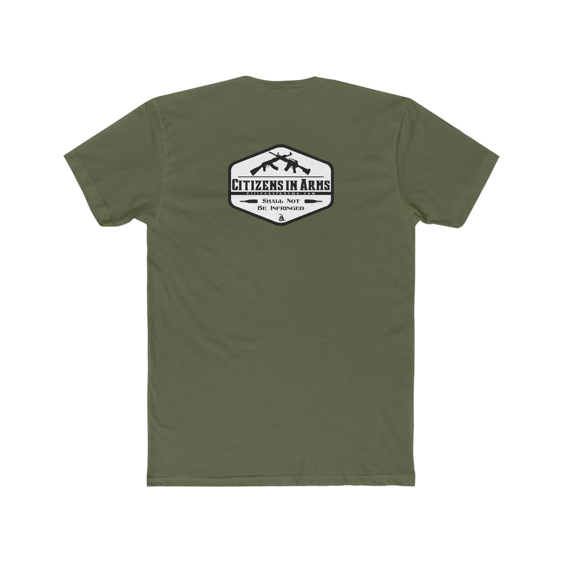 Pro-Gun, Anti-Woke with Gadsden Snake - Citizens in Arms - Men's Cotton Crew Tee