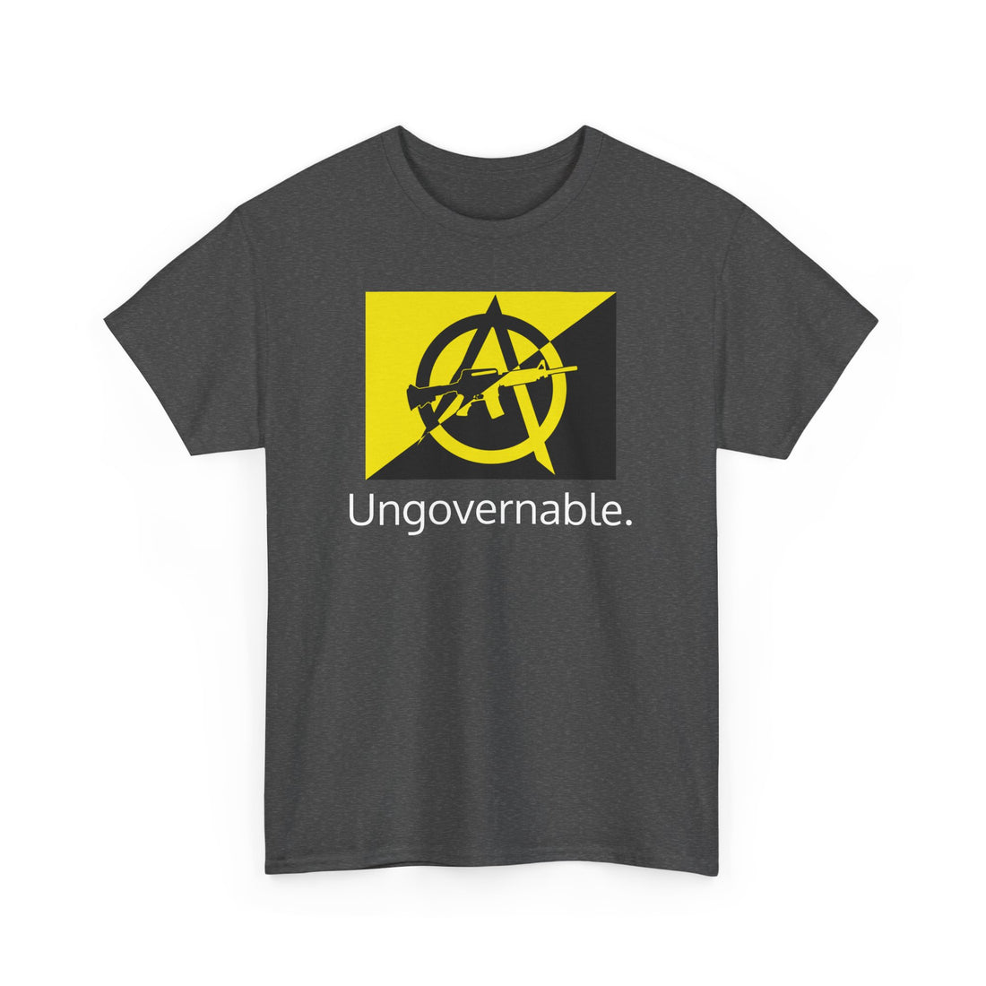 Ungovernable - Anarcho Capitalist Flag with AR - Citizens in Arms - Unisex Heavy Cotton Tee