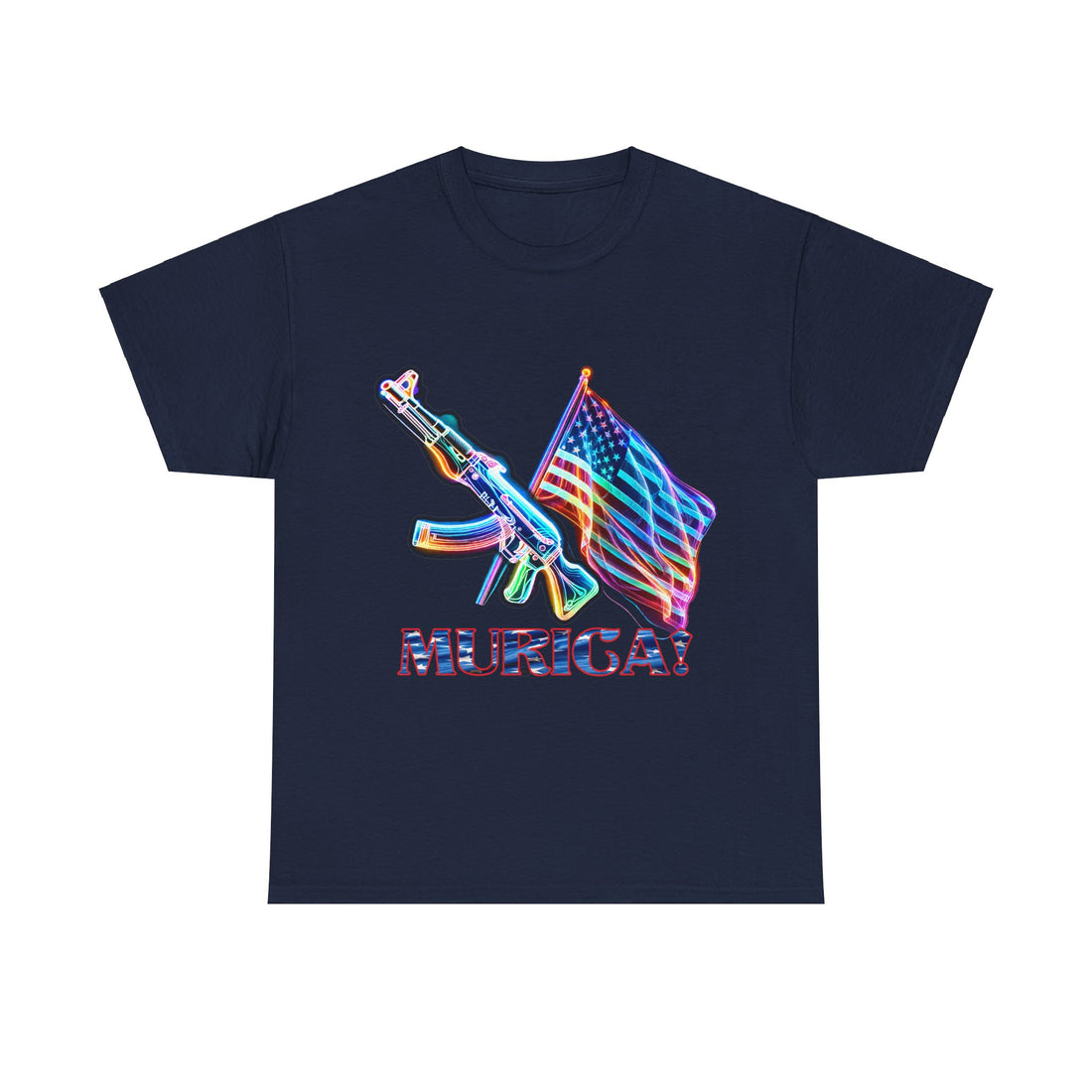 Murica - AK 47 & Flag - Citizens in Arms - Unisex Heavy Cotton Tee -