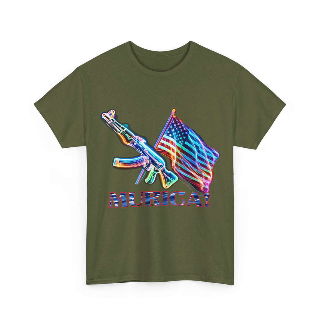 Murica - AK 47 & Flag - Citizens in Arms - Unisex Heavy Cotton Tee -